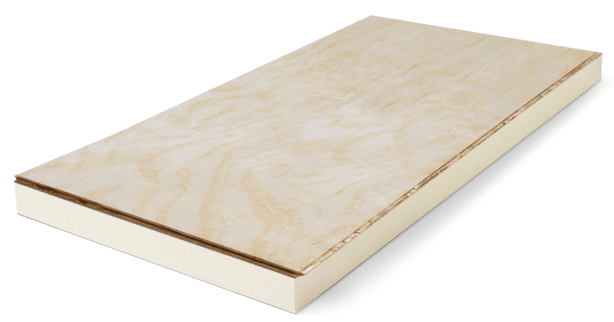 Plaat underlayment die op PIR geplakt is